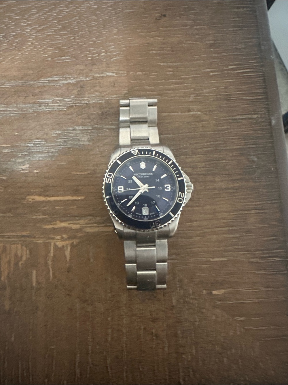 Victorinox Silver Watch with Blue Dial
